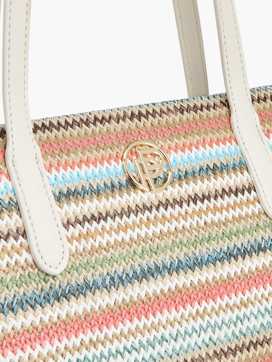 Textured Tote Bag with Zip Closure