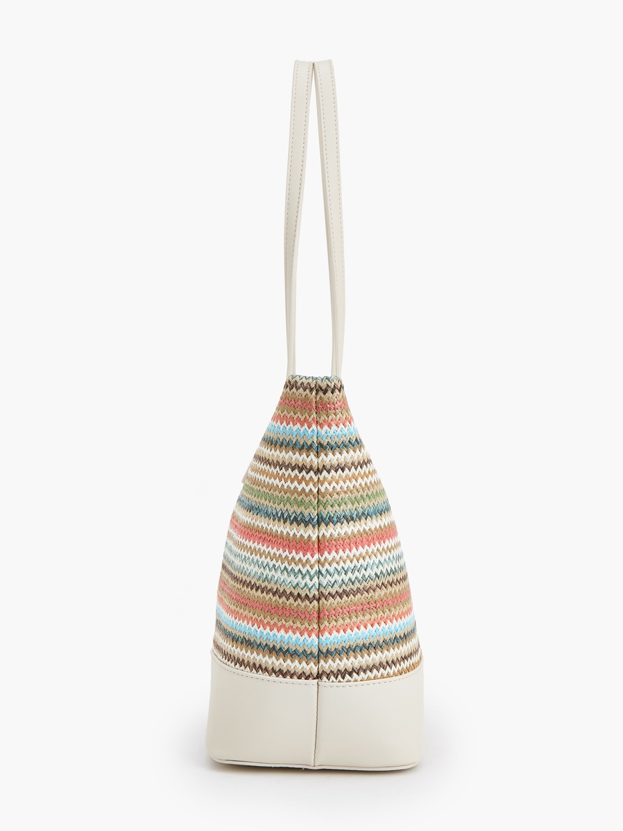 Textured Tote Bag with Zip Closure
