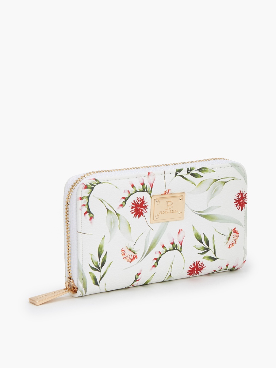 Floral Print Wallet with Zip Closure