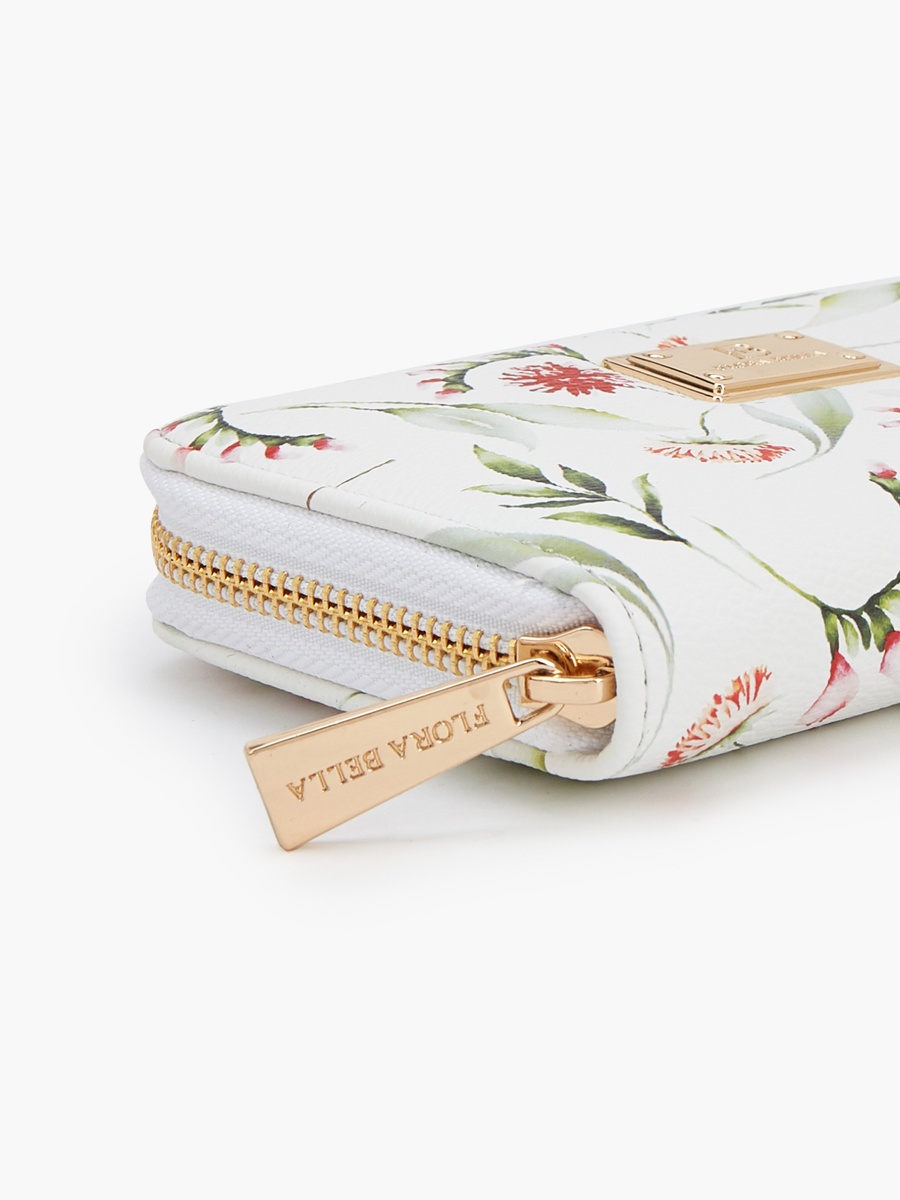 Floral Print Wallet with Zip Closure