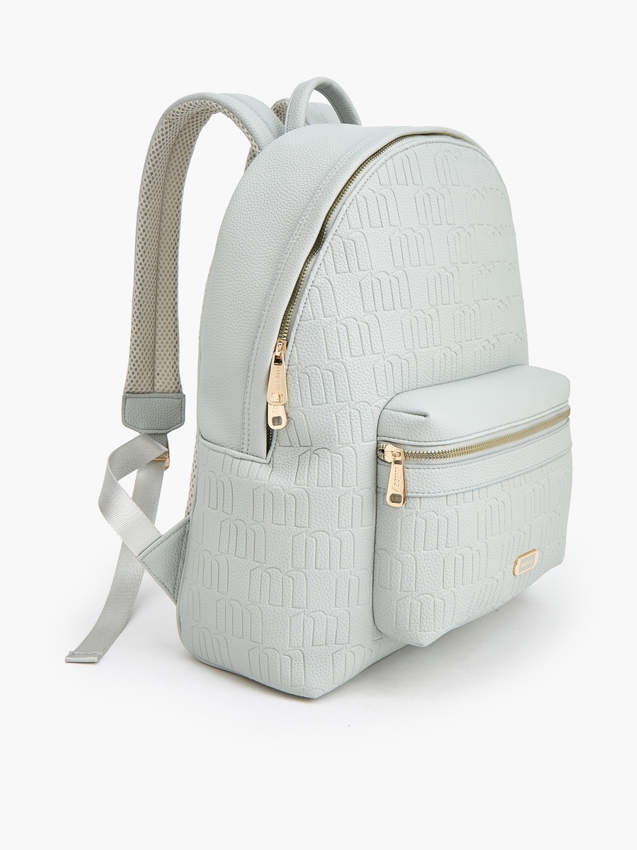 Monogram Embossed Backpack with Adjustable Straps and Zip Closure - 40x32x18 cm