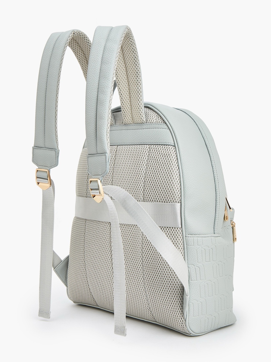 Monogram Embossed Backpack with Adjustable Straps and Zip Closure - 40x32x18 cm