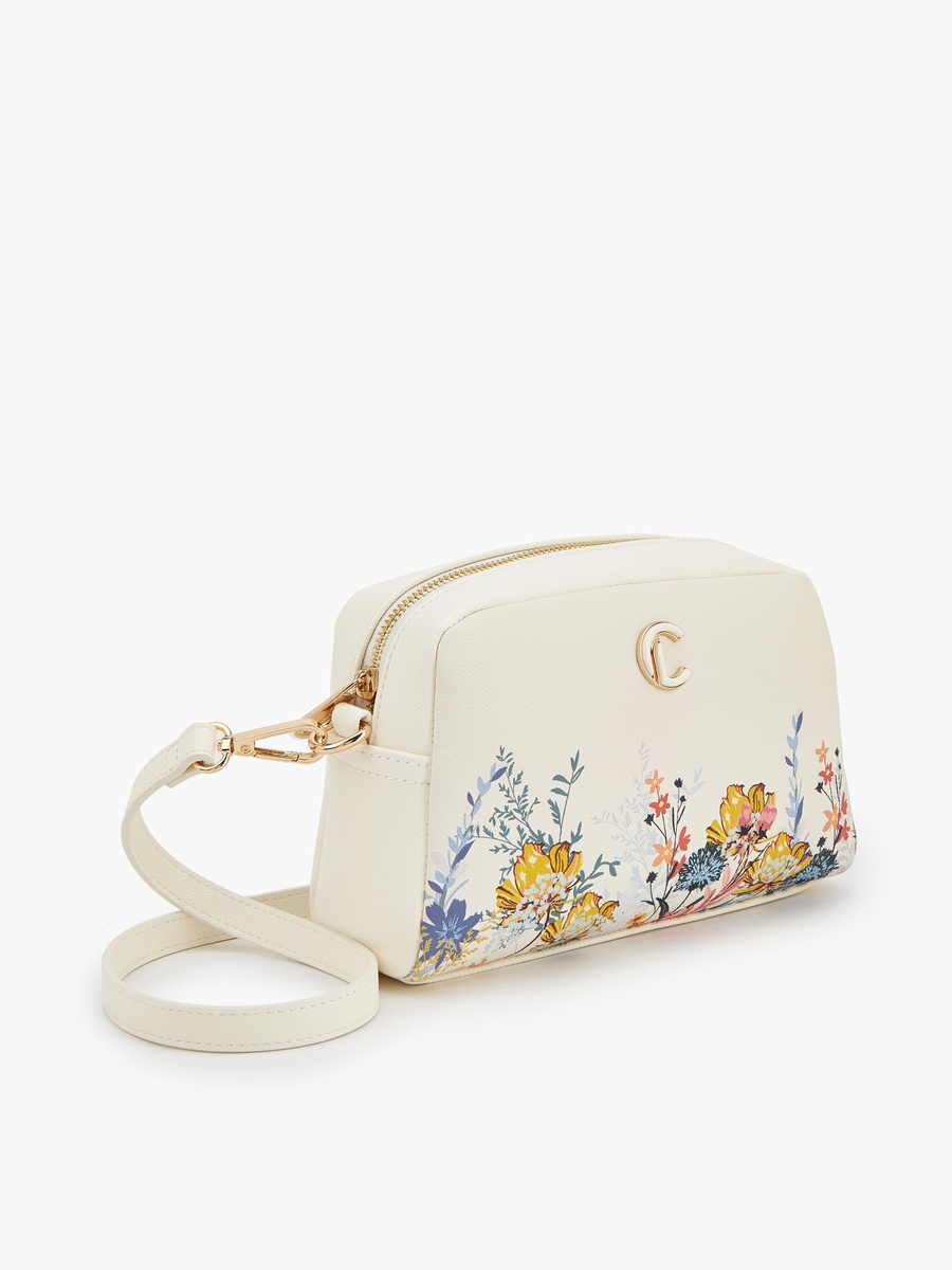 Textured Crossbody Bag with Zip Closure