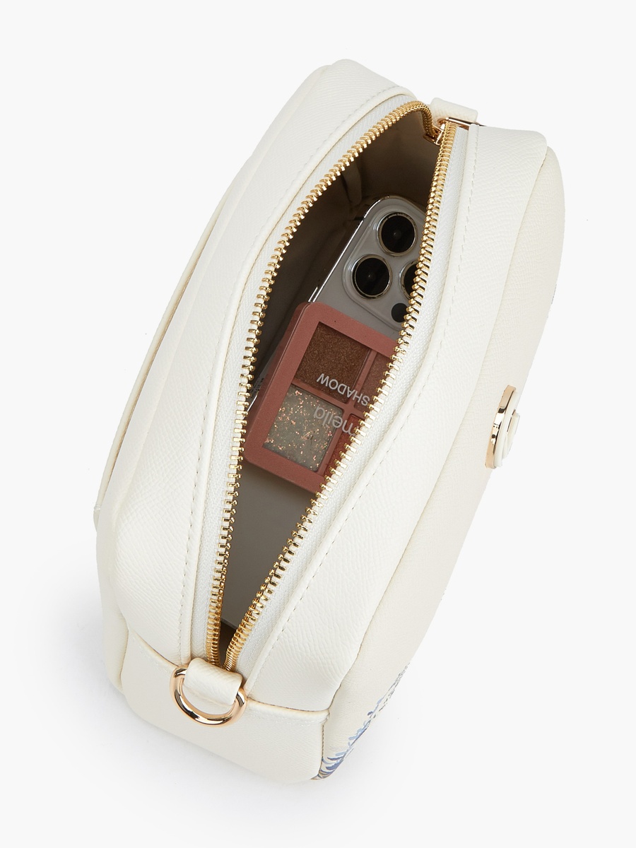 Textured Crossbody Bag with Zip Closure