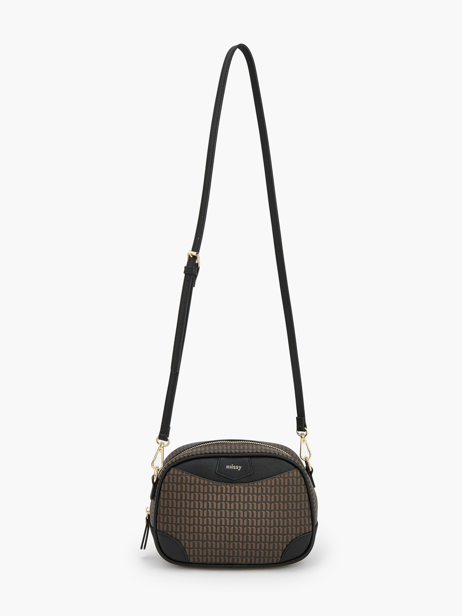 Monogram Print Crossbody Bag with Detachable Strap