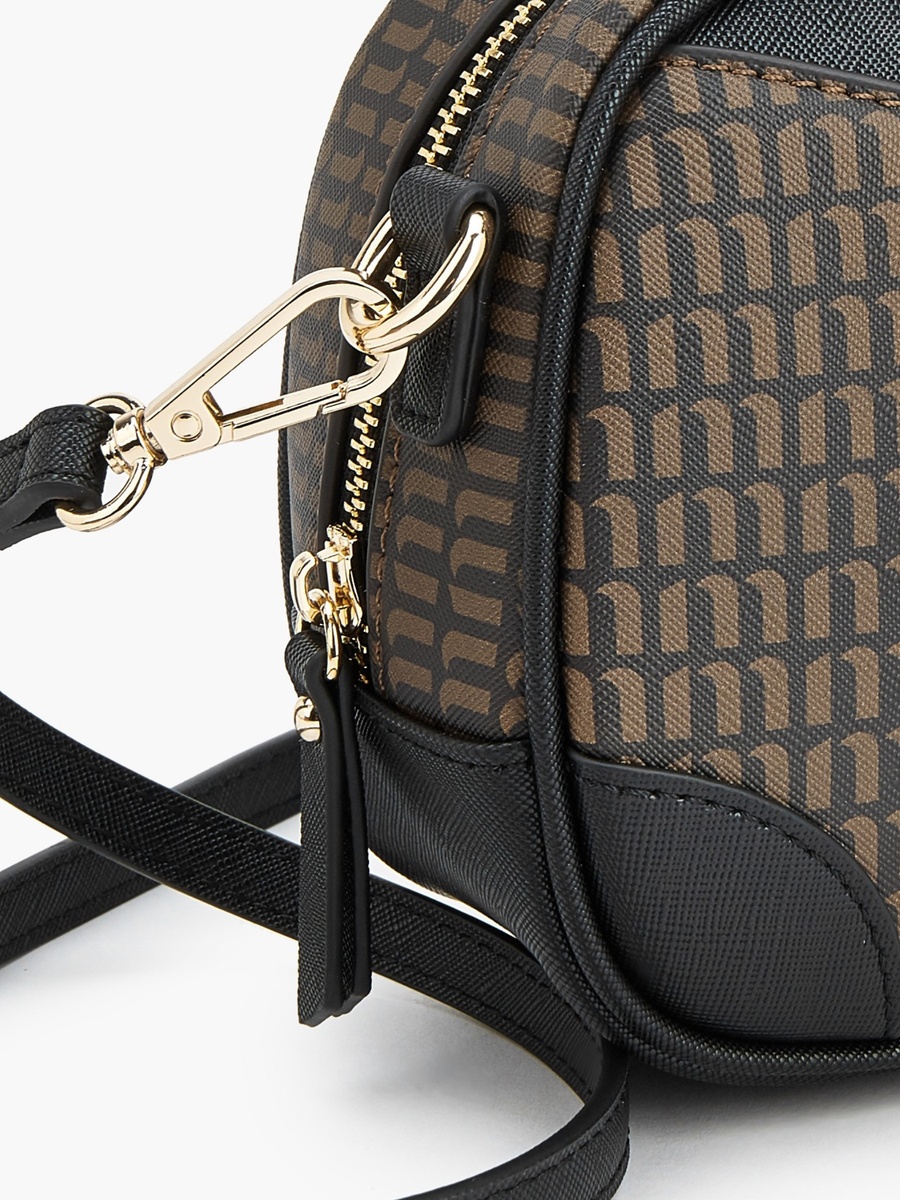 Monogram Print Crossbody Bag with Detachable Strap