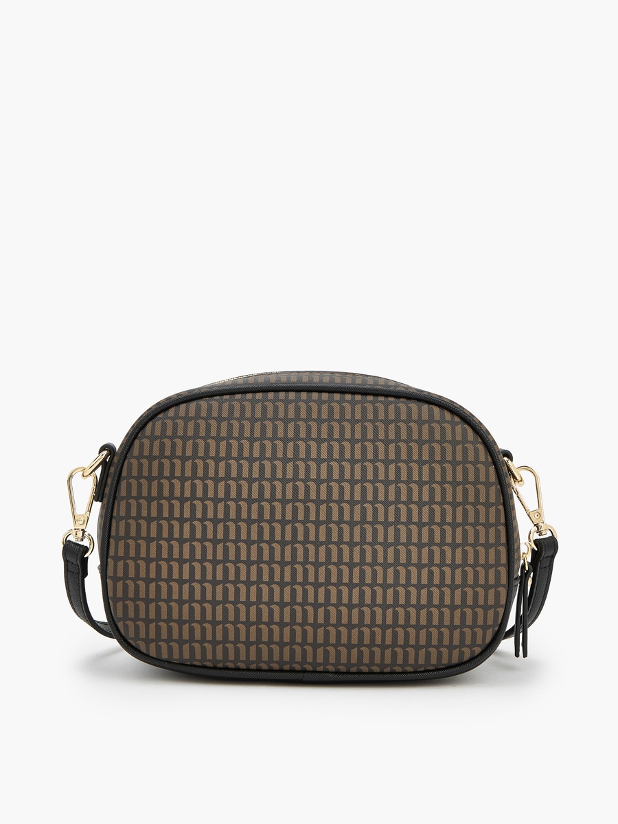 Monogram Print Crossbody Bag with Detachable Strap
