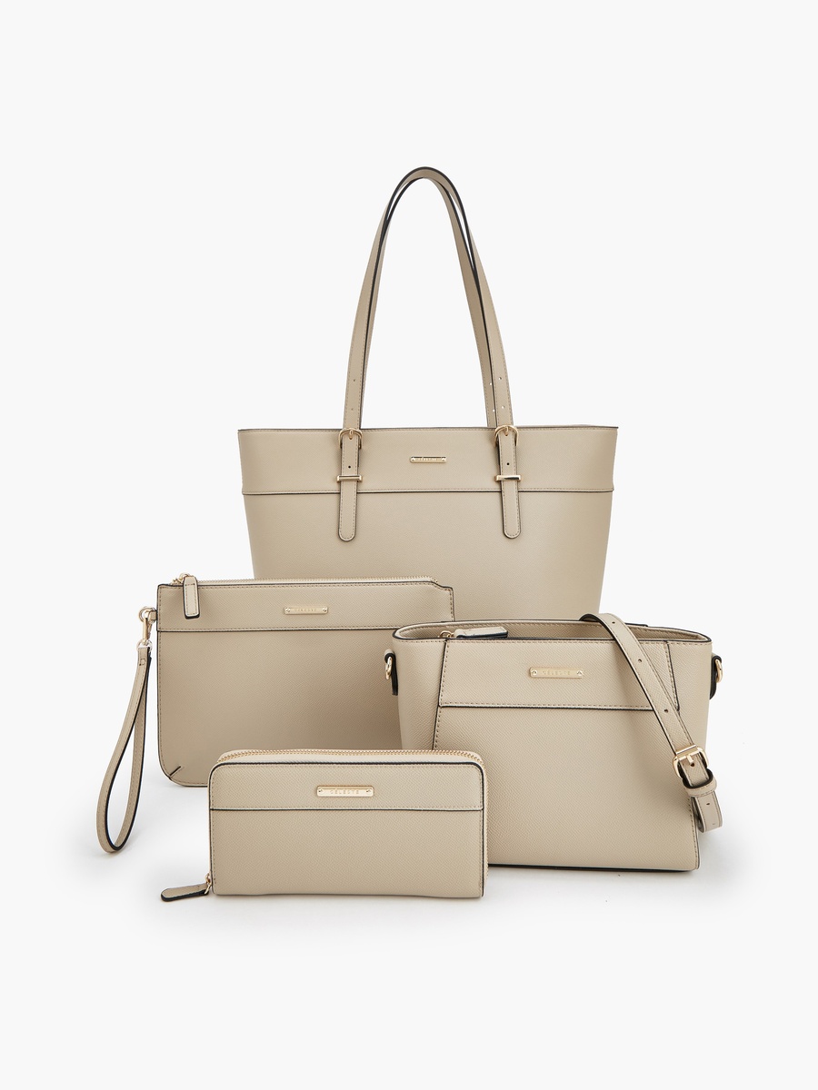 4-Piece Tote Bag Set with Solid Design