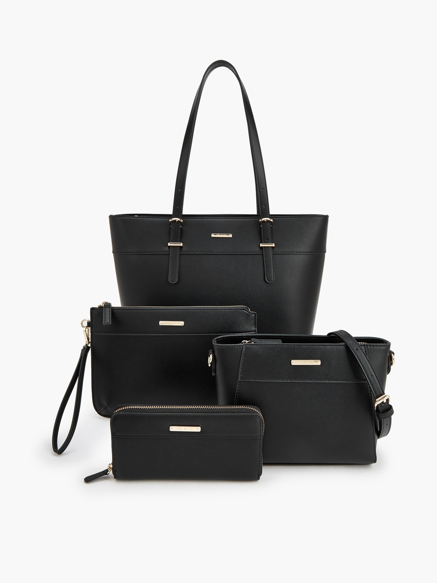 4-Piece Tote Bag Set with Solid Design
