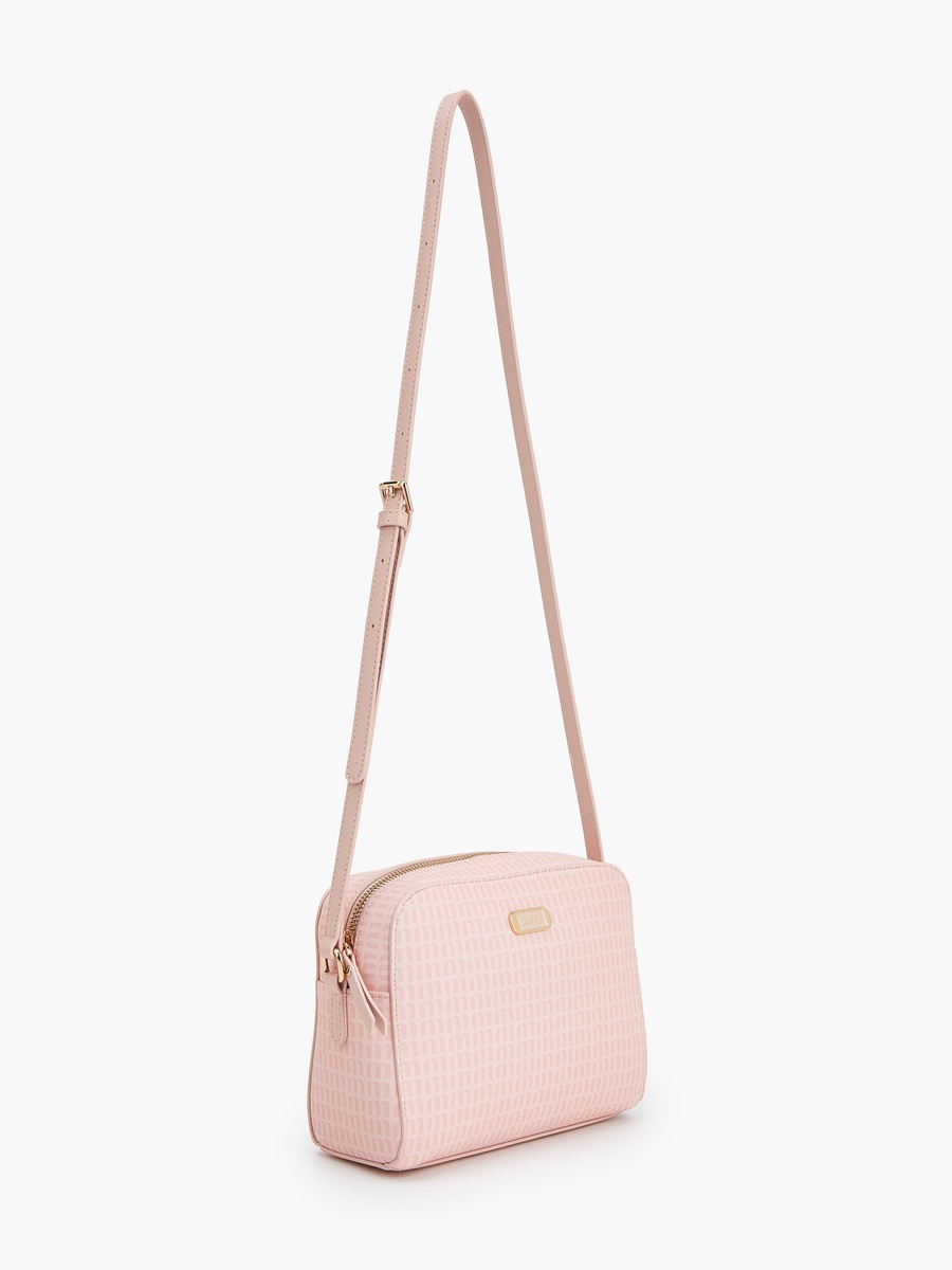 Monogram Print Crossbody Bag with Adjustable Strap