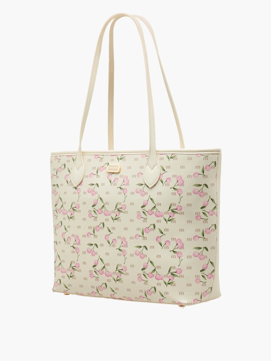 Cherry Print Tote Bag with Double Handle