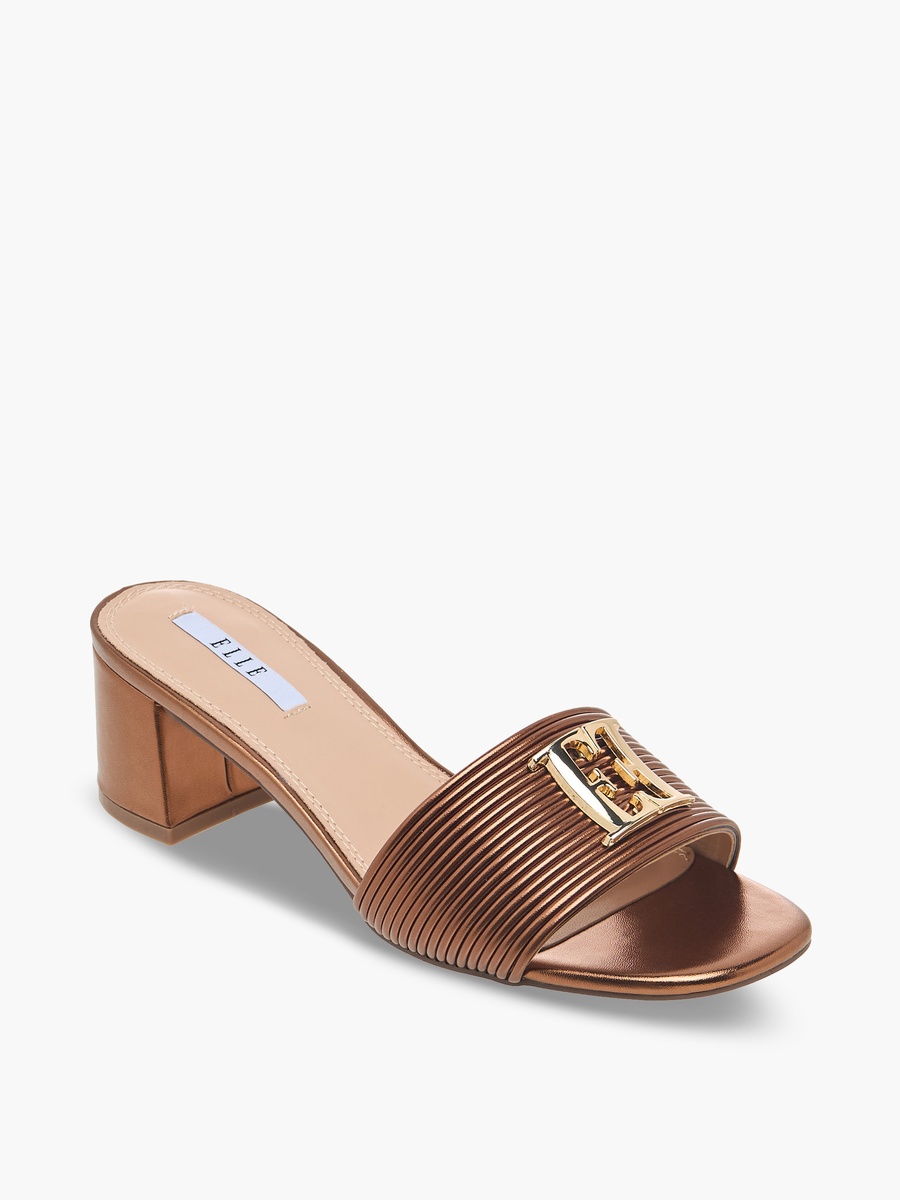 Women Metallic Block Heel Sandals