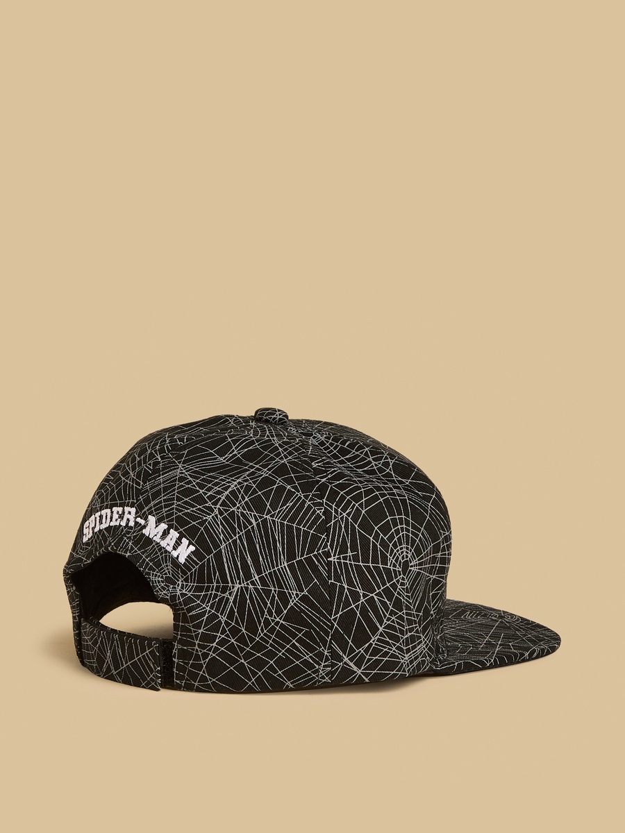 Spider-Man Print Cap with Hook and Loop Strap Closure