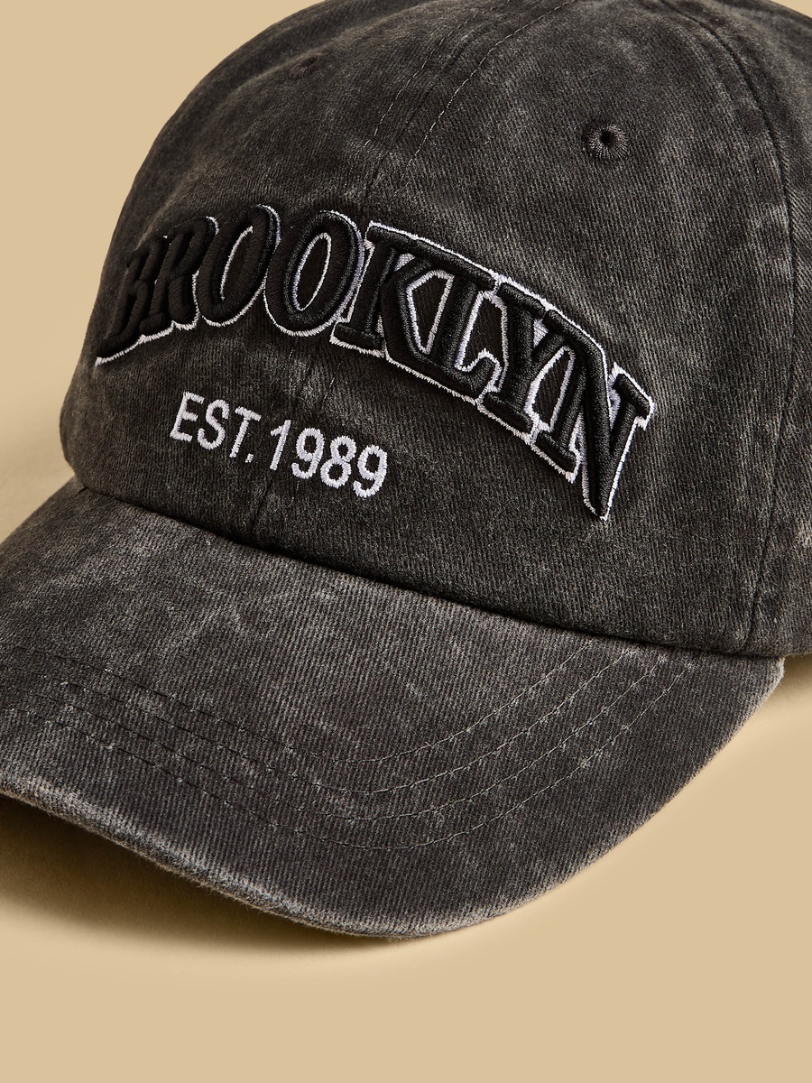 Brooklyn Embroidered Cap with Hook and Loop Strap Closure