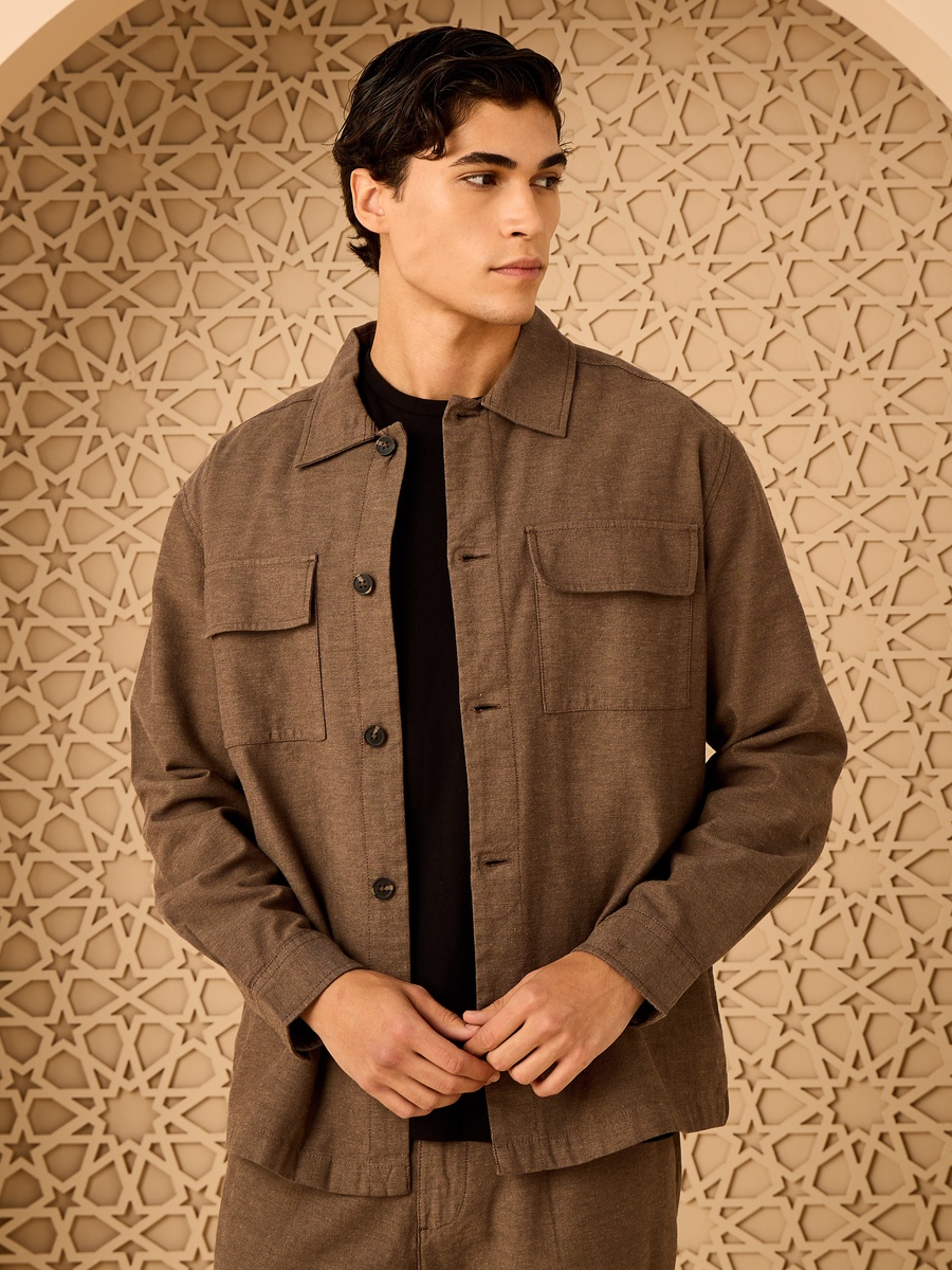 Linen Blend Twill Shacket