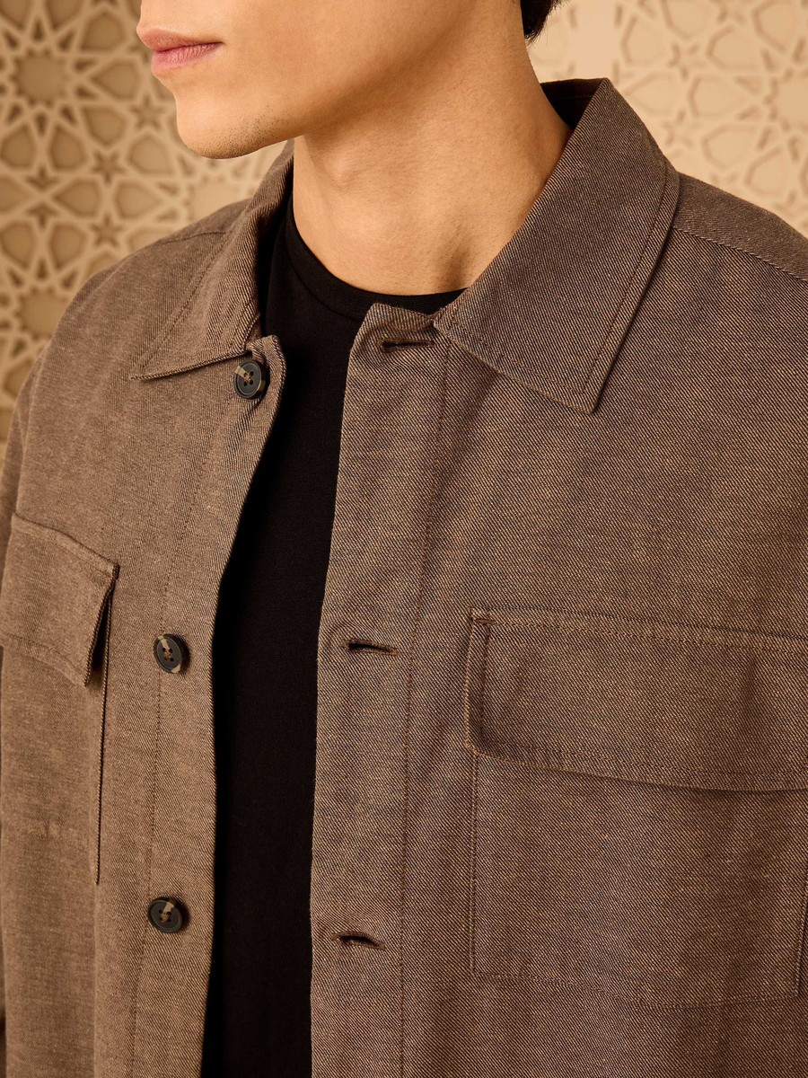 Linen Blend Twill Shacket