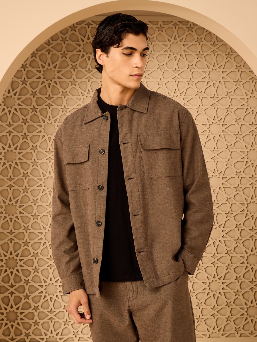 Linen Blend Twill Shacket