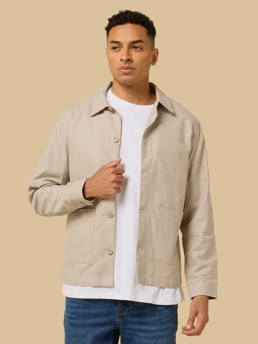 Twill Lined Button-Down Jacket