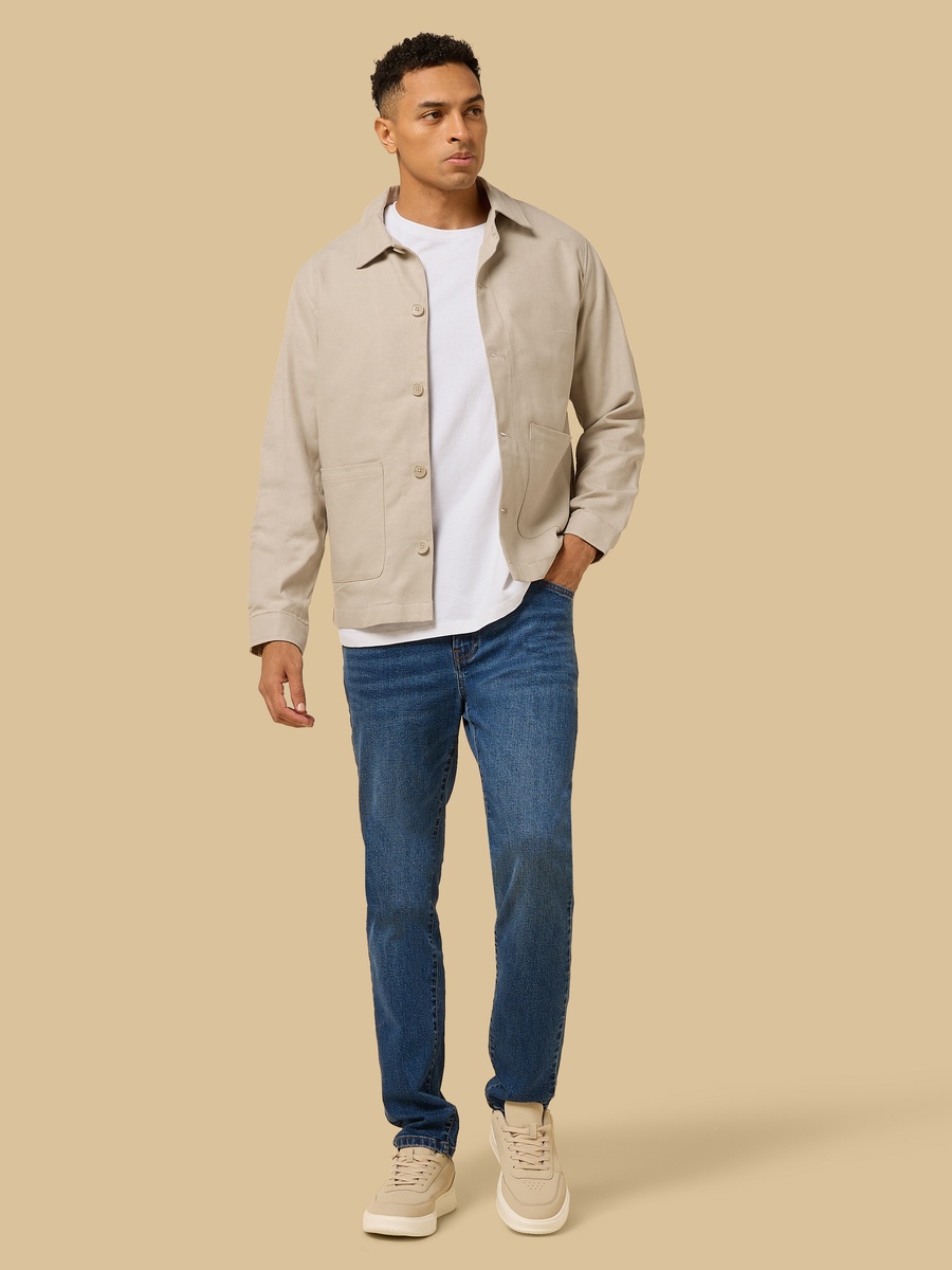 Twill Lined Button-Down Jacket