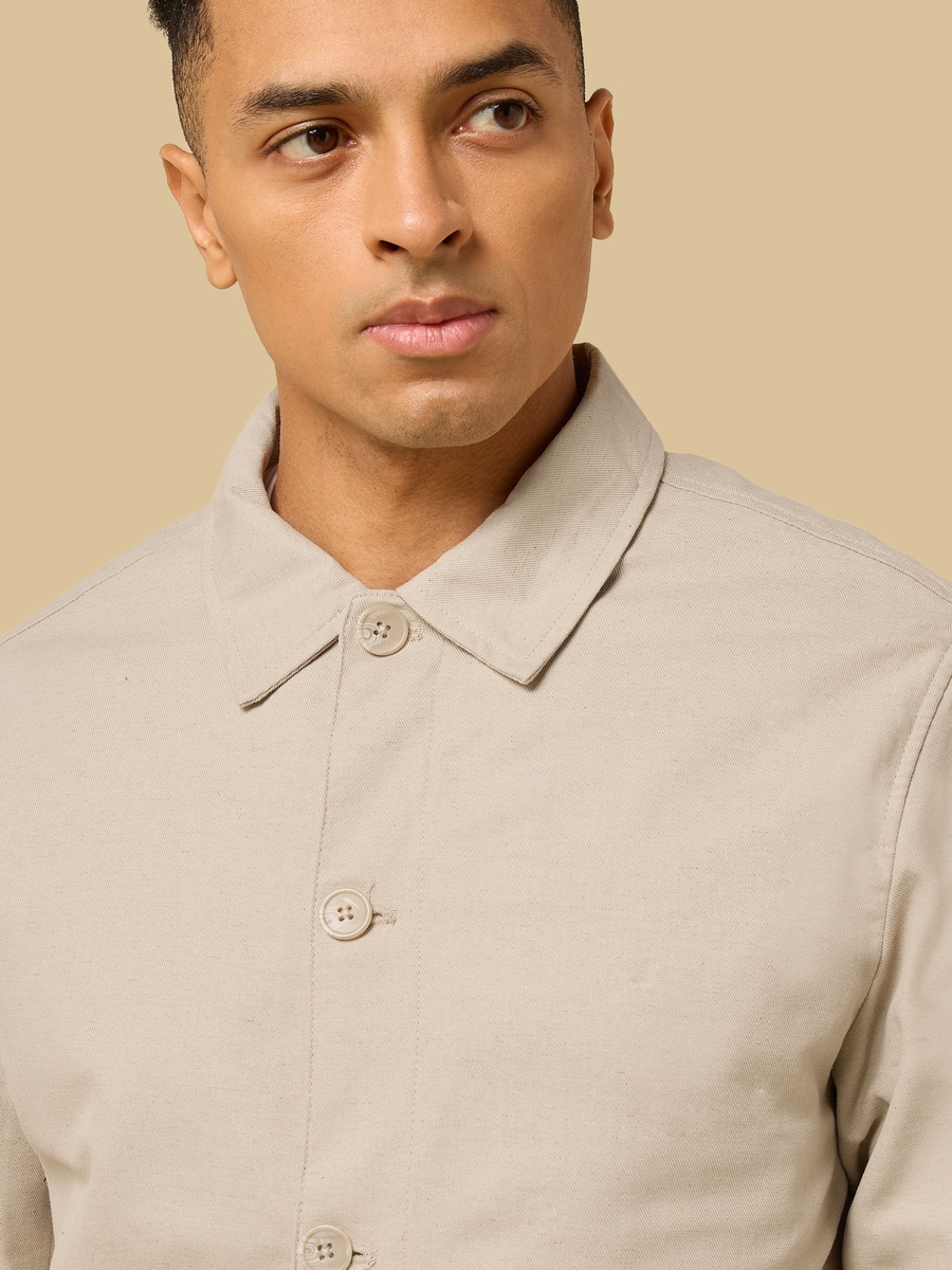 Twill Lined Button-Down Jacket