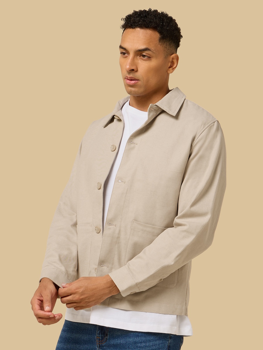 Twill Lined Button-Down Jacket
