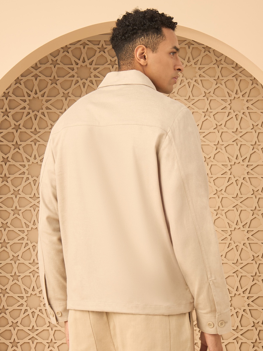 Zip Through Linen Blend Bomber Jacket