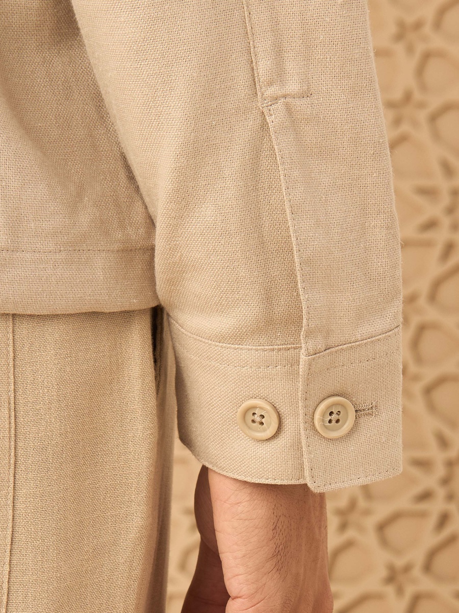 Zip Through Linen Blend Bomber Jacket