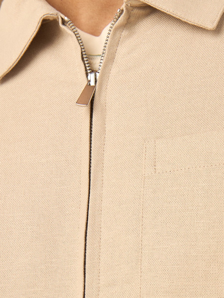 Zip Through Linen Blend Bomber Jacket