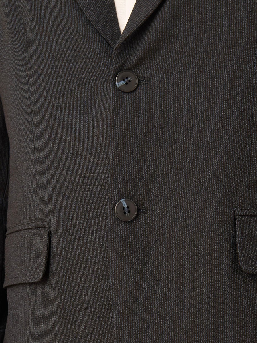 Textured Seersucker Blazer with Notch Lapel