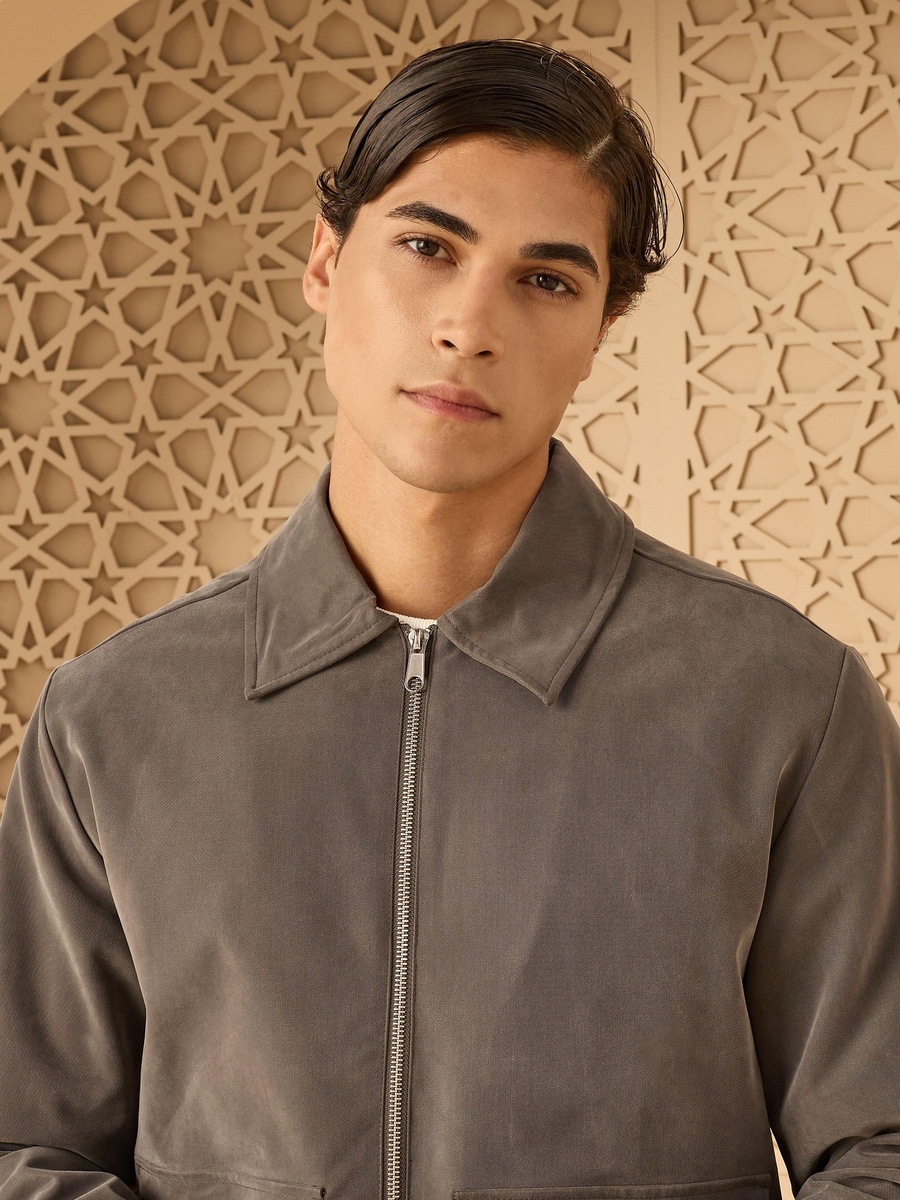 Zip Through Twill Jacket with Flap Pockets