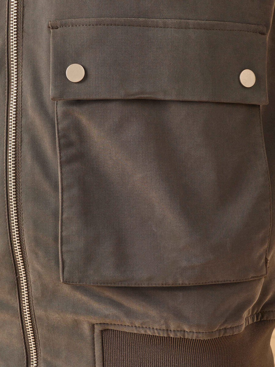 Zip Through Twill Jacket with Flap Pockets
