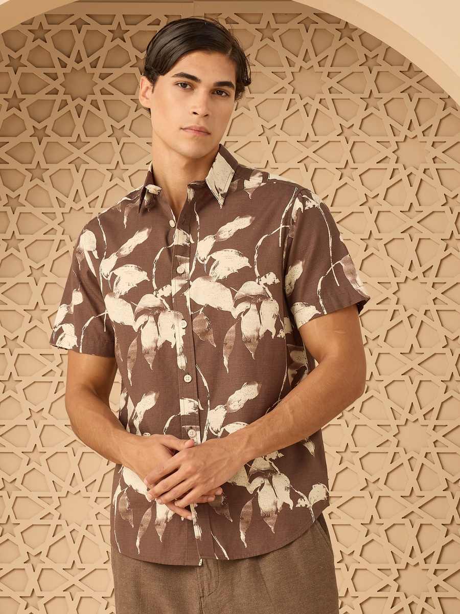 Printed Cotton Slub Shirt