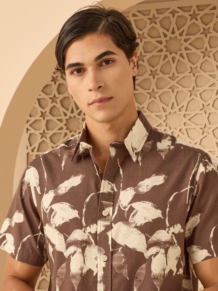 Printed Cotton Slub Shirt