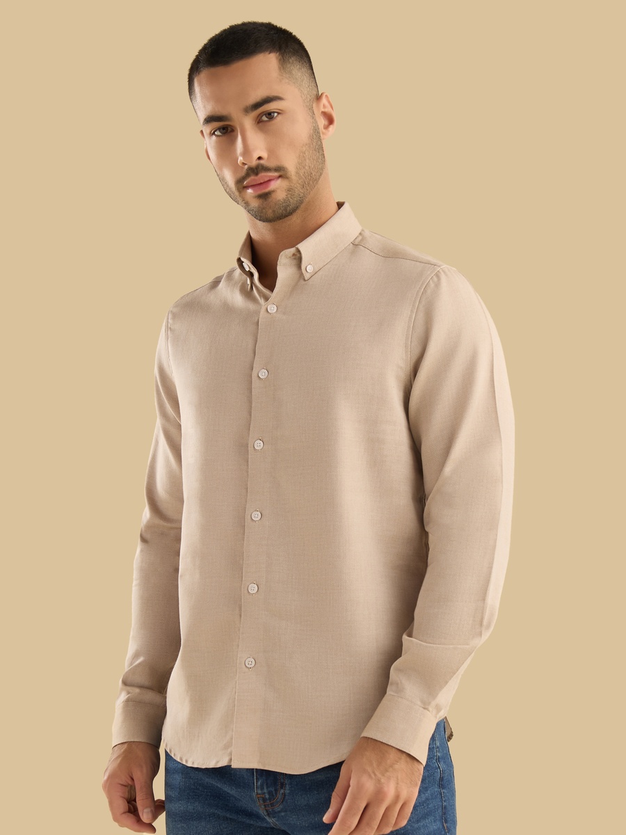Textured Dobby Shirt with Button-Down Collar
