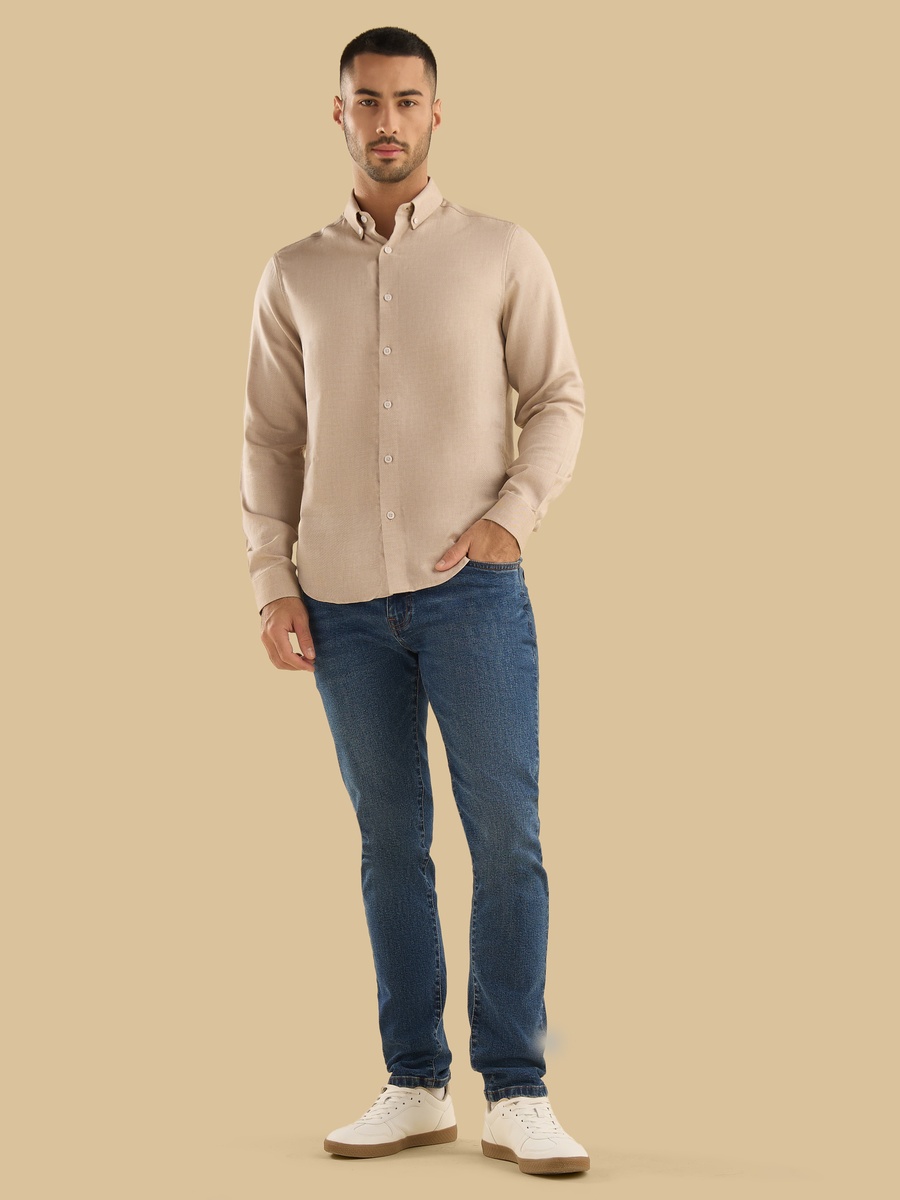 Textured Dobby Shirt with Button-Down Collar