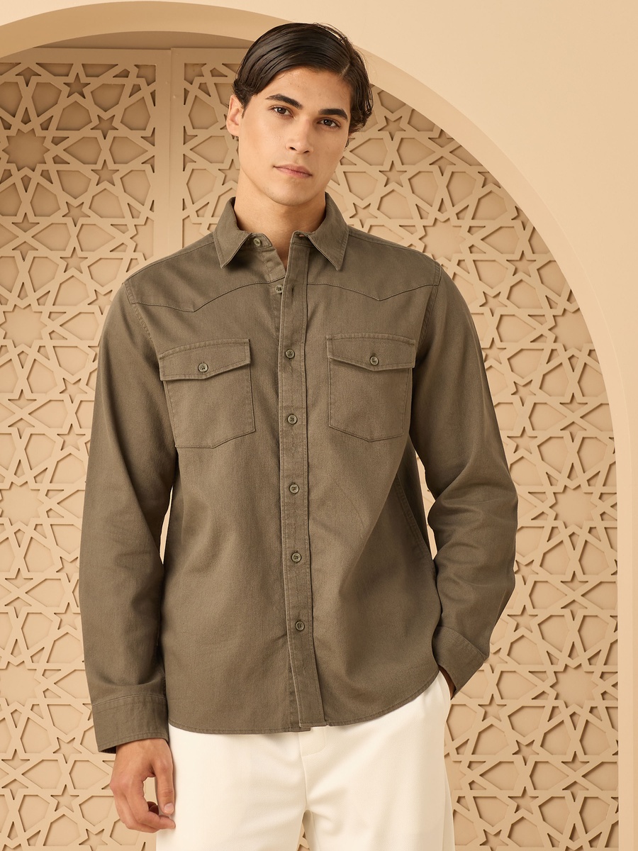 Utility Twill Shirt with Flap Pockets