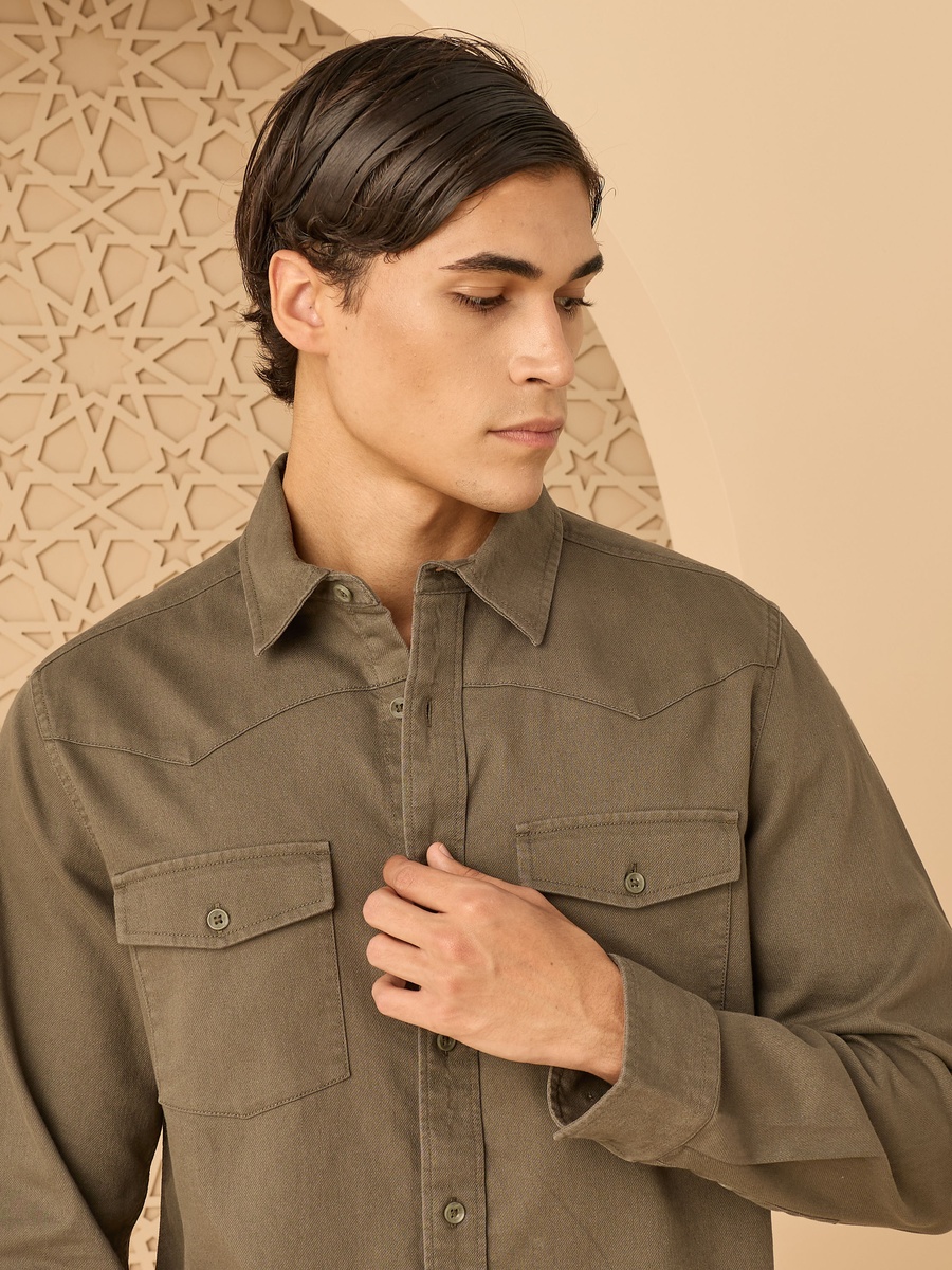 Utility Twill Shirt with Flap Pockets