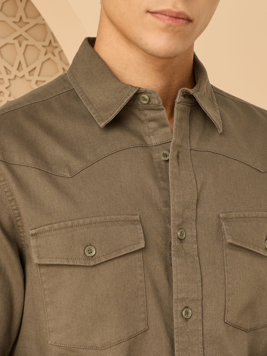 Utility Twill Shirt with Flap Pockets