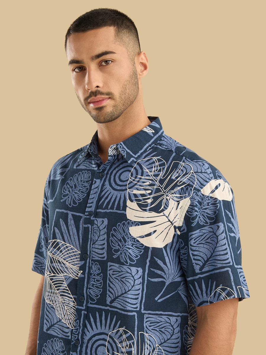 Relaxed Fit Leaf Print Shirt