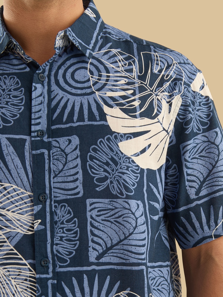 Relaxed Fit Leaf Print Shirt