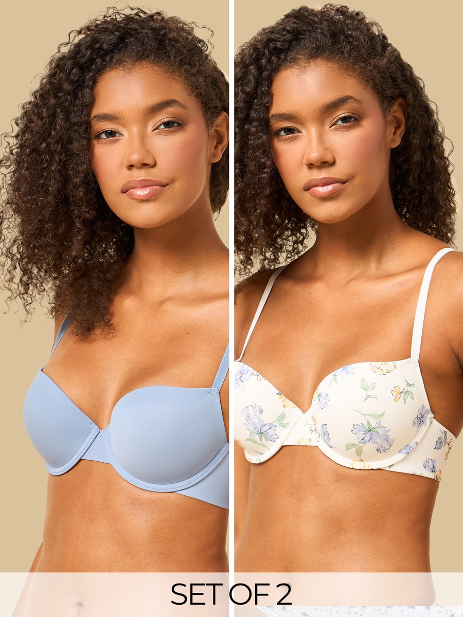 Pack of 2 - Assorted Padded Wired Demi Bra