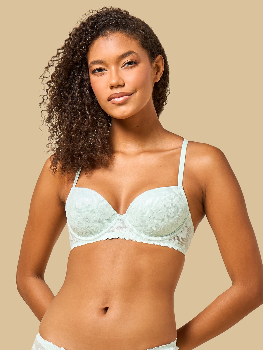 Floral Lace Push-Up Wired Demi Bra