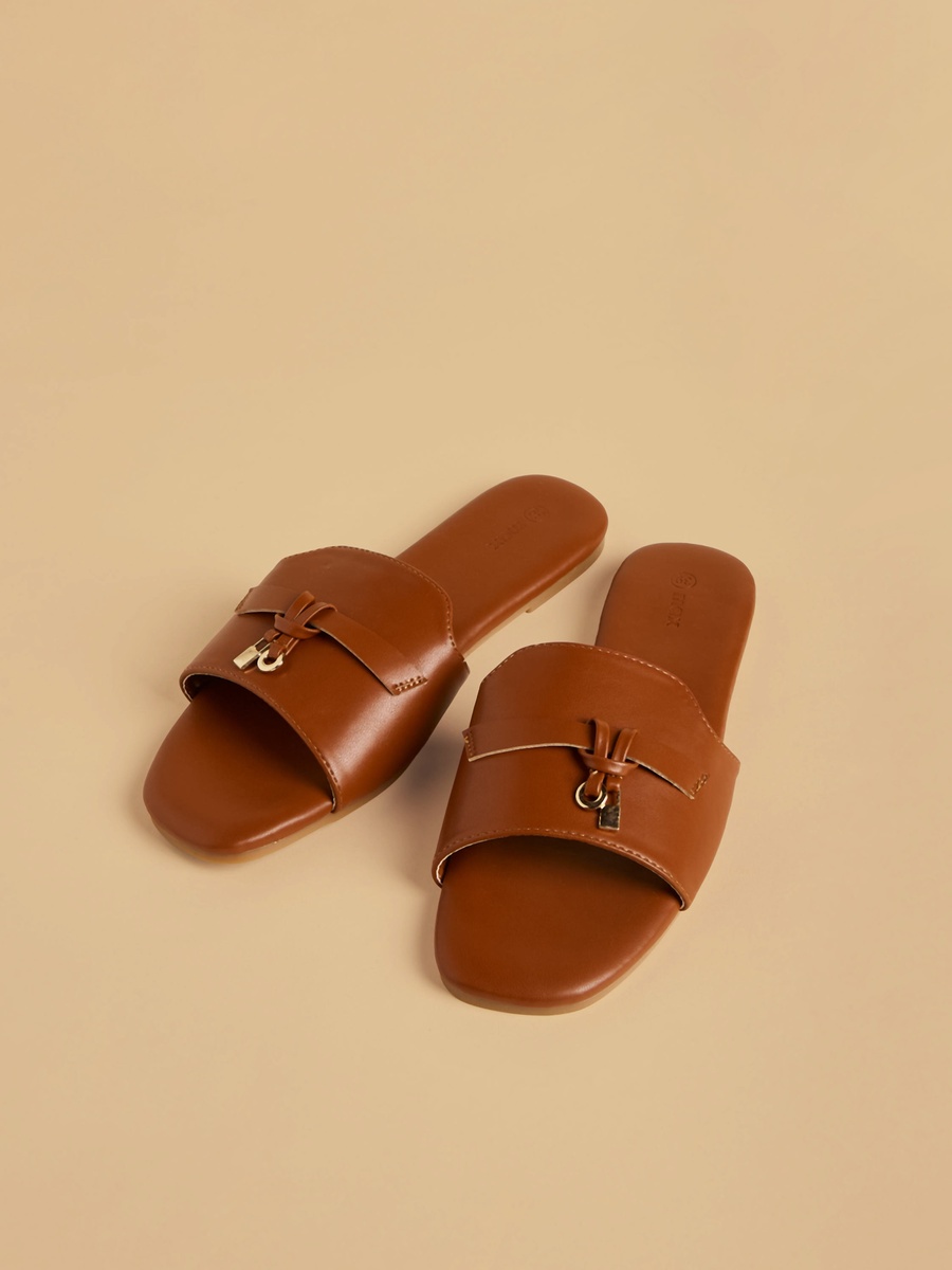 Metal Detail Slip-On Sandals