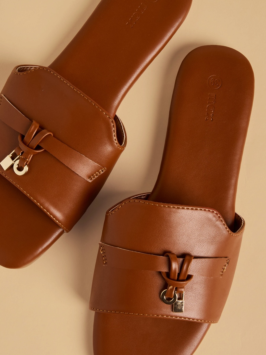 Metal Detail Slip-On Sandals