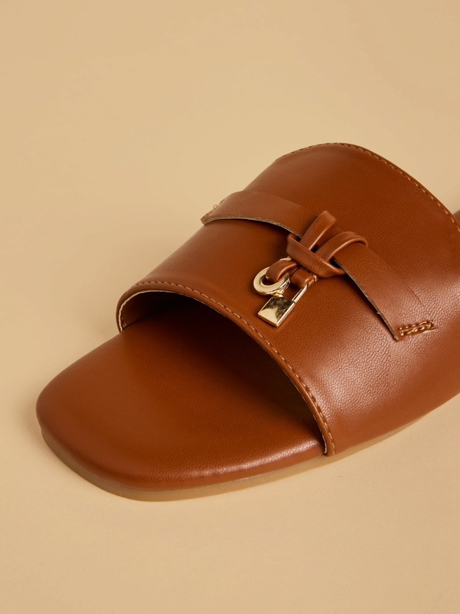 Metal Detail Slip-On Sandals