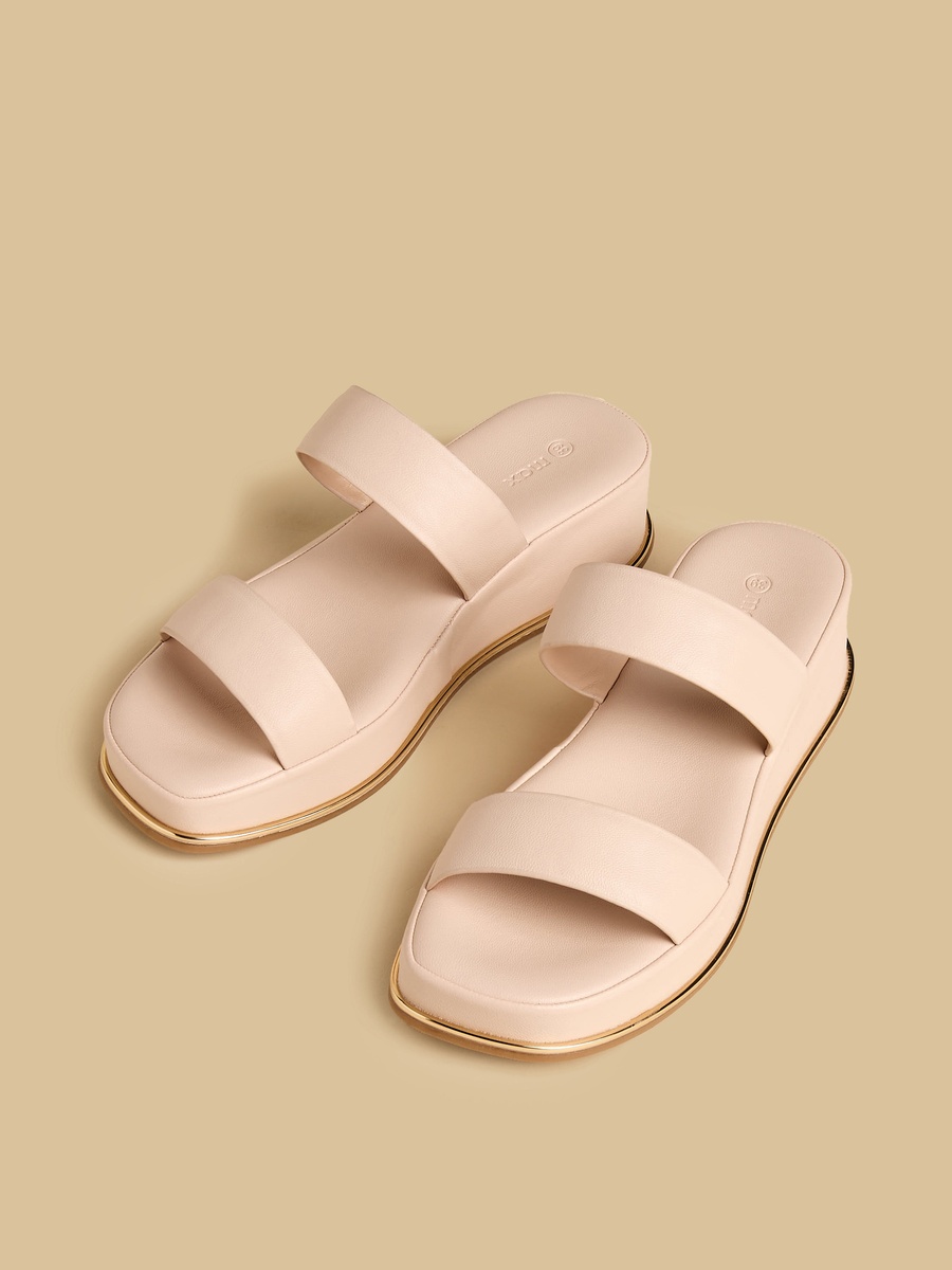 Strappy Wedge Heel Slip-On Sandals