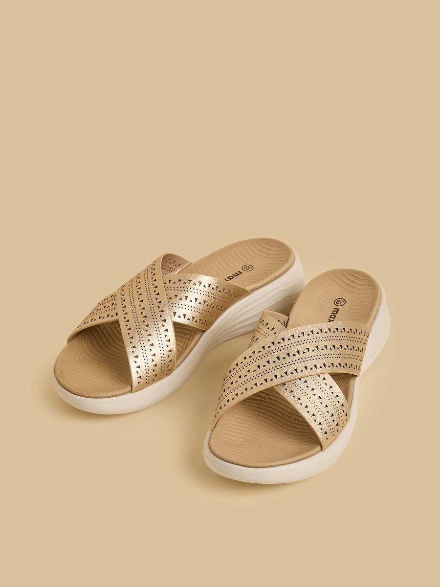 Cross Strap Slip-On Sandals