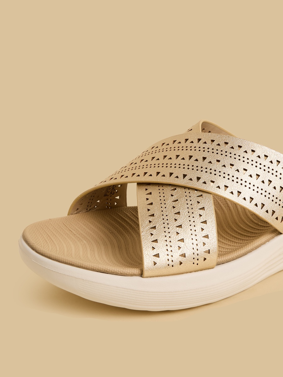 Cross Strap Slip-On Sandals