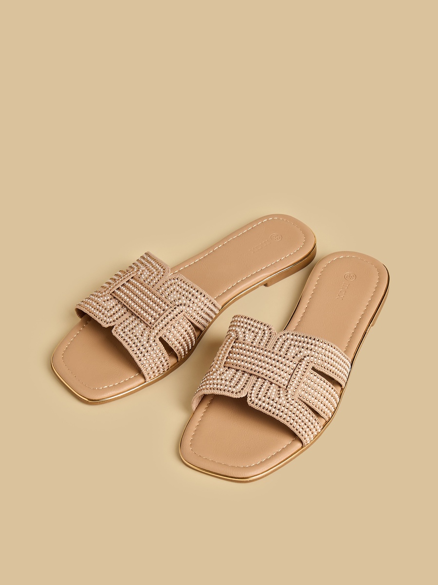 Embellished Slip-On Flat Sandals