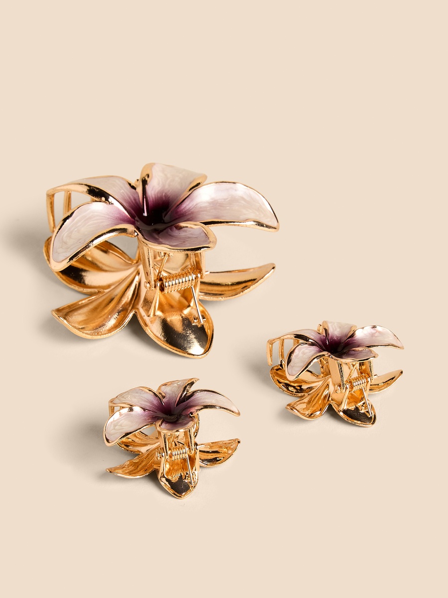 Pack of 3 - Floral Design Hair Clamp